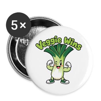 Veggie Wins: Lauchheld Cartoon - Buttons groß 56 mm (5er Pack) - Weiß - Vorne
