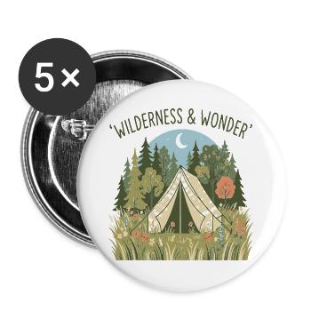 Wilderness & Wonder Zeltidylle im Wald - Buttons groß 56 mm (5er Pack) - Weiß - Vorne