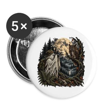Geisterjäger im Mondscheinwald - Buttons groß 56 mm (5er Pack) - Weiß - Vorne