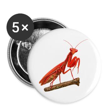 Gottesanbeterin rot - Buttons groß 56 mm (5er Pack) - Weiß - Vorne