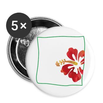 Hibiskus minimalistisch - Buttons groß 56 mm (5er Pack) - Weiß - Vorne