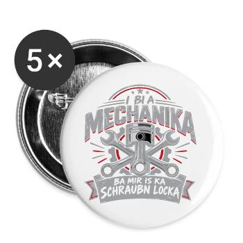 i bi a Mechanika - ba mir is ka Schraubn locka - Buttons groß 56 mm (5er Pack) - Weiß - Vorne