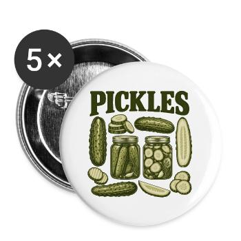 Pickles – Gurken und Einmachgläser - Buttons groß 56 mm (5er Pack) - Weiß - Vorne