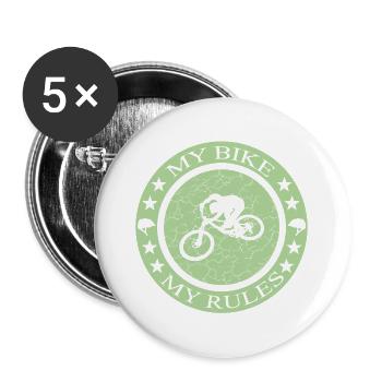 Bike Biken Fahrrad Design  - Buttons groß 56 mm (5er Pack) - Weiß - Vorne