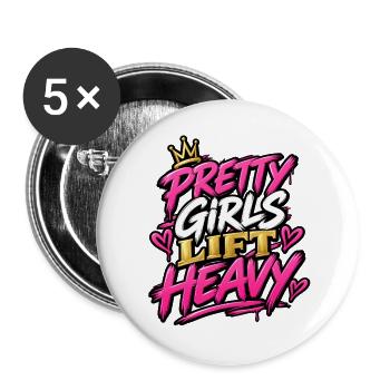 Hübsche Mädchen heben schwer – Motivation im Frauen-Fitnessstudio - Buttons groß 56 mm (5er Pack) - Weiß - Vorne