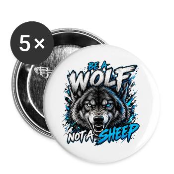 SeiWOLF - KeinSchaf - Buttons groß 56 mm (5er Pack) - Weiß - Vorne