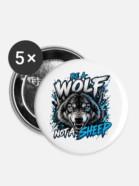 SeiWOLF - KeinSchaf - Buttons groß 56 mm (5er Pack) - Weiß