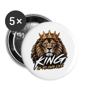 König meines eigenen Lebens - Buttons groß 56 mm (5er Pack) - Weiß - Vorne