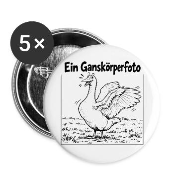Lustiges Ganskörperfoto - Buttons groß 56 mm (5er Pack) - Weiß - Vorne