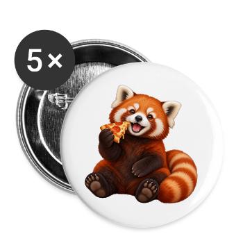 Pizza-liebender Roter Panda - Buttons groß 56 mm (5er Pack) - Weiß - Vorne
