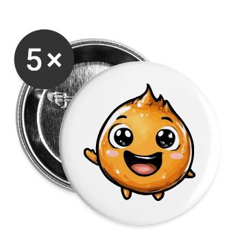 Kuscheliger Orangen-Charakter - Buttons groß 56 mm (5er Pack) - Weiß - Vorne