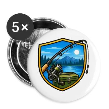Seeangeln bei Abendlicht - Buttons groß 56 mm (5er Pack) - Weiß - Vorne