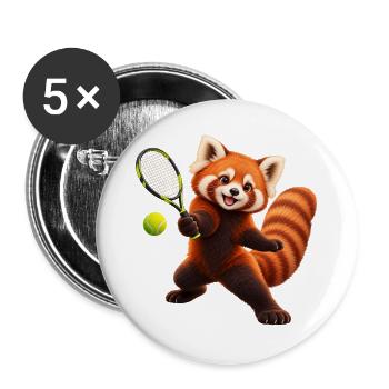 Tennis gegen Red Panda - Buttons groß 56 mm (5er Pack) - Weiß - Vorne