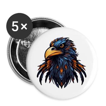 Adler Kopf Bunt Illustration - Buttons groß 56 mm (5er Pack) - Weiß - Vorne