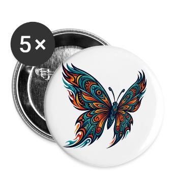 Orangefarbener Schmetterling der amerikanischen Ur - Buttons groß 56 mm (5er Pack) - Weiß - Vorne