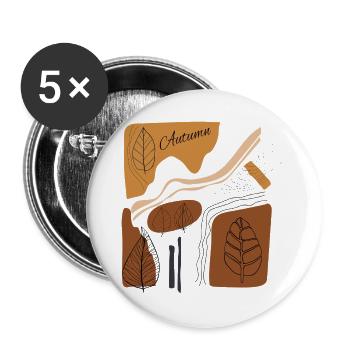 Herbstlaub-Illustration in Erdtönen - Buttons groß 56 mm (5er Pack) - Weiß - Vorne