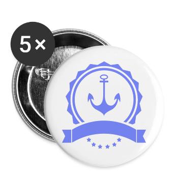 Anker abzeichen Nautik Logo - Buttons groß 56 mm (5er Pack) - Weiß - Vorne
