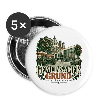 Gemeinsamer Grund Kultur Alltags - Buttons groß 56 mm (5er Pack) - Weiß - Vorne
