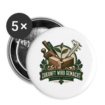 Zukunft Wird Gemacht – Grünes Handwerk - Buttons groß 56 mm (5er Pack) - Weiß - Vorne