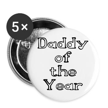 Daddy of the Year handgezeichnet - Buttons groß 56 mm (5er Pack) - Weiß - Vorne