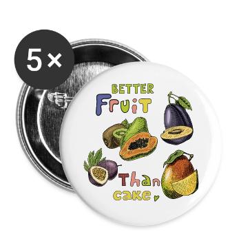 Obst  - Buttons groß 56 mm (5er Pack) - Weiß - Vorne