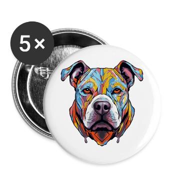 Hund Kopf Geometrisch Farbenfroh - Buttons groß 56 mm (5er Pack) - Weiß - Vorne