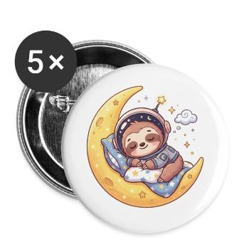 Ein süßes Faultier im Weltraum, Mondschlaf - Buttons groß 56 mm (5er Pack) - Weiß - Vorne