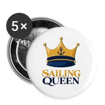 Sailing Queen – Seglerin mit Krone - Buttons groß 56 mm (5er Pack) - Weiß - Vorne