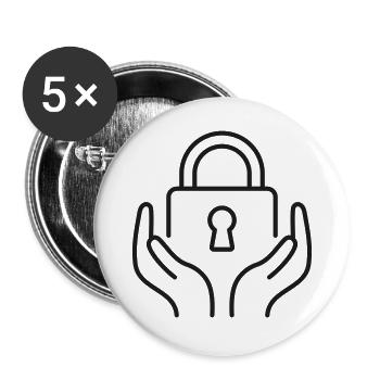 Hände halten Vorhängeschloss-Linie Symbol - Buttons groß 56 mm (5er Pack) - Weiß - Vorne