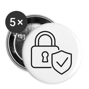 Sicheres Vorhängeschloss-Schildlinien-Symbol - Buttons groß 56 mm (5er Pack) - Weiß - Vorne