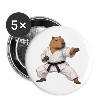 Capybara macht Karate  - Buttons groß 56 mm (5er Pack) - Weiß - Vorne