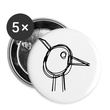 Storch handgezeichnet - Buttons groß 56 mm (5er Pack) - Weiß - Vorne