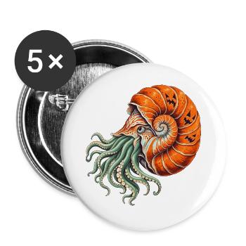 Nautilus mit Kürbisspirale - Buttons groß 56 mm (5er Pack) - Weiß - Vorne
