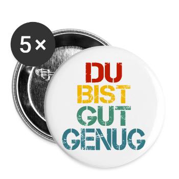 Du Bist Gut Genug Retro Bunt - Buttons groß 56 mm (5er Pack) - Weiß - Vorne