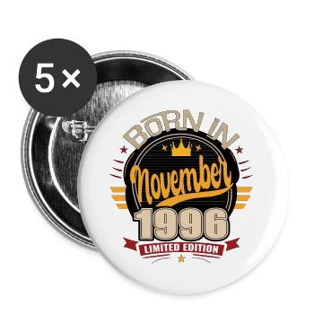 Born_in_November_1996 - Klassisches Vintage-T-Shirt - Buttons groß 56 mm (5er Pack) - Weiß - Vorne