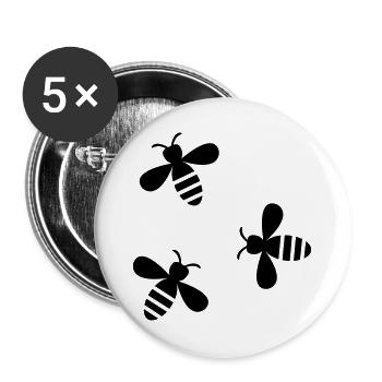 Bienen - Buttons groß 56 mm (5er Pack) - Weiß - Vorne