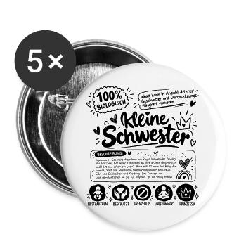Lustiges Geschenk für die kleine Schwester - Buttons groß 56 mm (5er Pack) - Weiß - Vorne