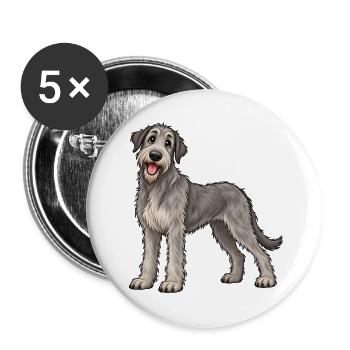 Irischer Wolfshund Kawaii Style – Süßer Hund - Buttons groß 56 mm (5er Pack) - Weiß - Vorne