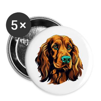 Farbiges Hundeporträt Spaniel - Buttons groß 56 mm (5er Pack) - Weiß - Vorne