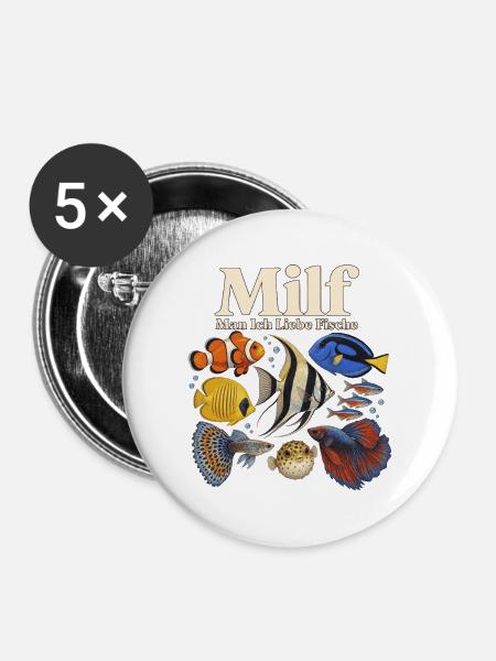 Ich liebe Fische - Buttons groß 56 mm (5er Pack) - Weiß