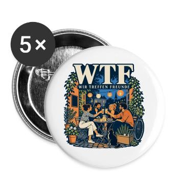 Wir treffen Freunde - Buttons groß 56 mm (5er Pack) - Weiß - Vorne