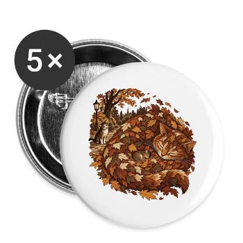 Laubkatze - Buttons groß 56 mm (5er Pack) - Weiß - Vorne