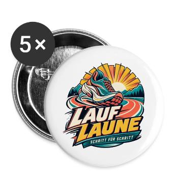 Lauf Laune – Schritt für Schritt - Buttons groß 56 mm (5er Pack) - Weiß - Vorne