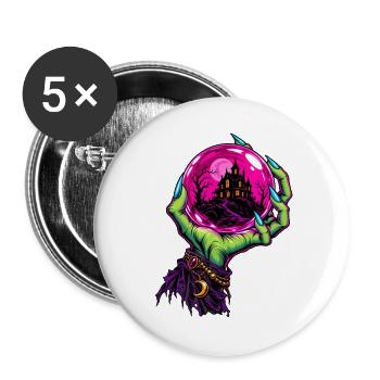 Spukkugel Hexenhand - Buttons groß 56 mm (5er Pack) - Weiß - Vorne