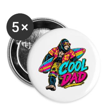 Surferaffe Neon Tropenstil - Buttons groß 56 mm (5er Pack) - Weiß - Vorne