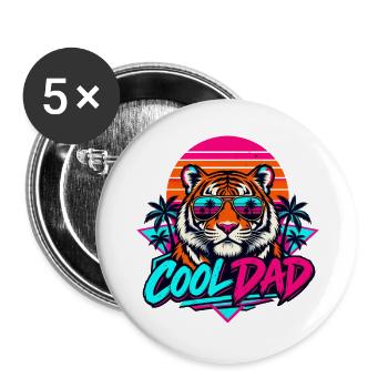 Tiger Retro Sonnenbrillen Dad - Buttons groß 56 mm (5er Pack) - Weiß - Vorne