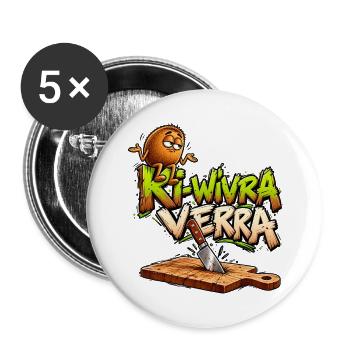 Kiwi vra verra humorfrucht - Buttons groß 56 mm (5er Pack) - Weiß - Vorne