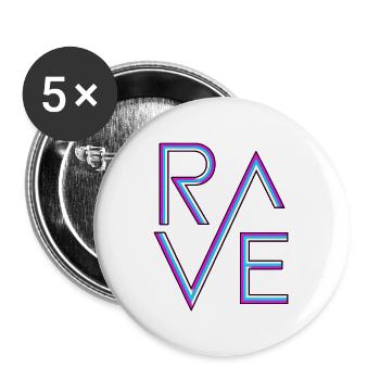 Rave Neon - Buttons groß 56 mm (5er Pack) - Weiß - Vorne
