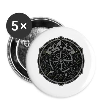 Bergwander Kompass - Buttons groß 56 mm (5er Pack) - Weiß - Vorne