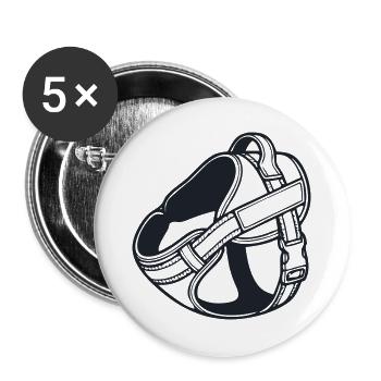 Hundegeschirr Brustgeschirr Icon - Buttons groß 56 mm (5er Pack) - Weiß - Vorne